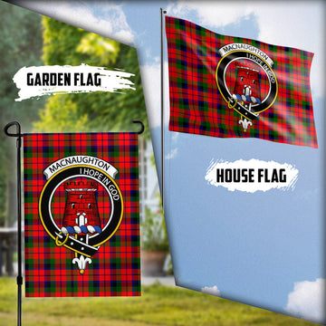 MacNaughton Modern Tartan Flag with Family Crest