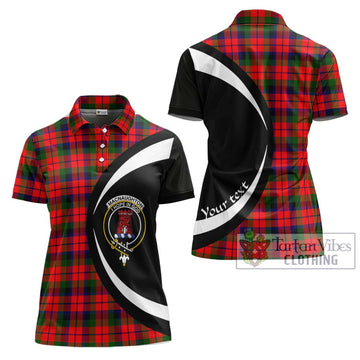 MacNaughton Modern Tartan Women's Polo Shirt with Family Crest Circle Style