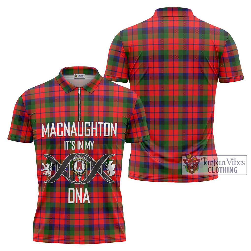 MacNaughton Modern Tartan Zipper Polo Shirt with Family Crest DNA In Me Style Unisex - Tartanvibesclothing Shop