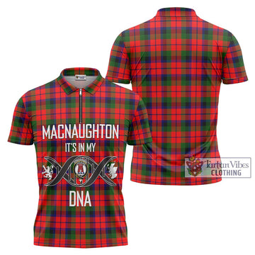 MacNaughton Modern Tartan Zipper Polo Shirt with Family Crest DNA In Me Style