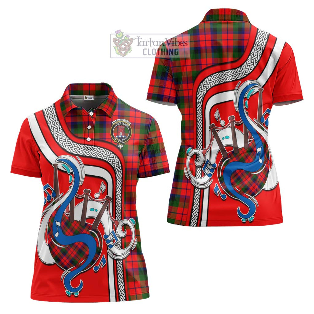 MacNaughton Modern Tartan Women's Polo Shirt with Epic Bagpipe Style Women - Tartanvibesclothing Shop