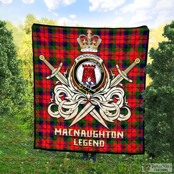 MacNaughton Modern Tartan Quilt with Clan Crest and the Golden Sword of Courageous Legacy