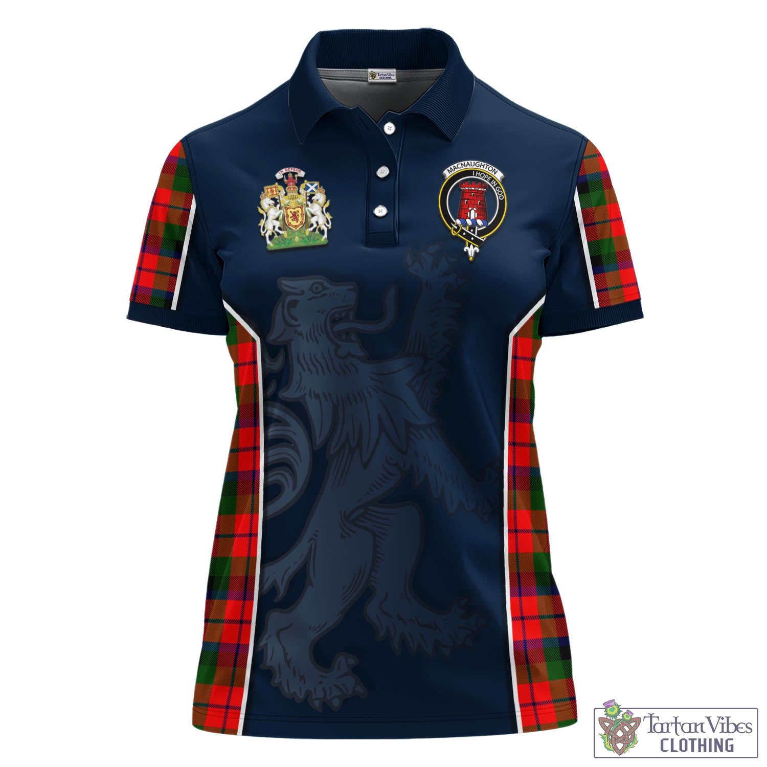 MacNaughton Modern Tartan Women's Polo Shirt with Family Crest and Lion Rampant Vibes Sport Style - Tartan Vibes Clothing