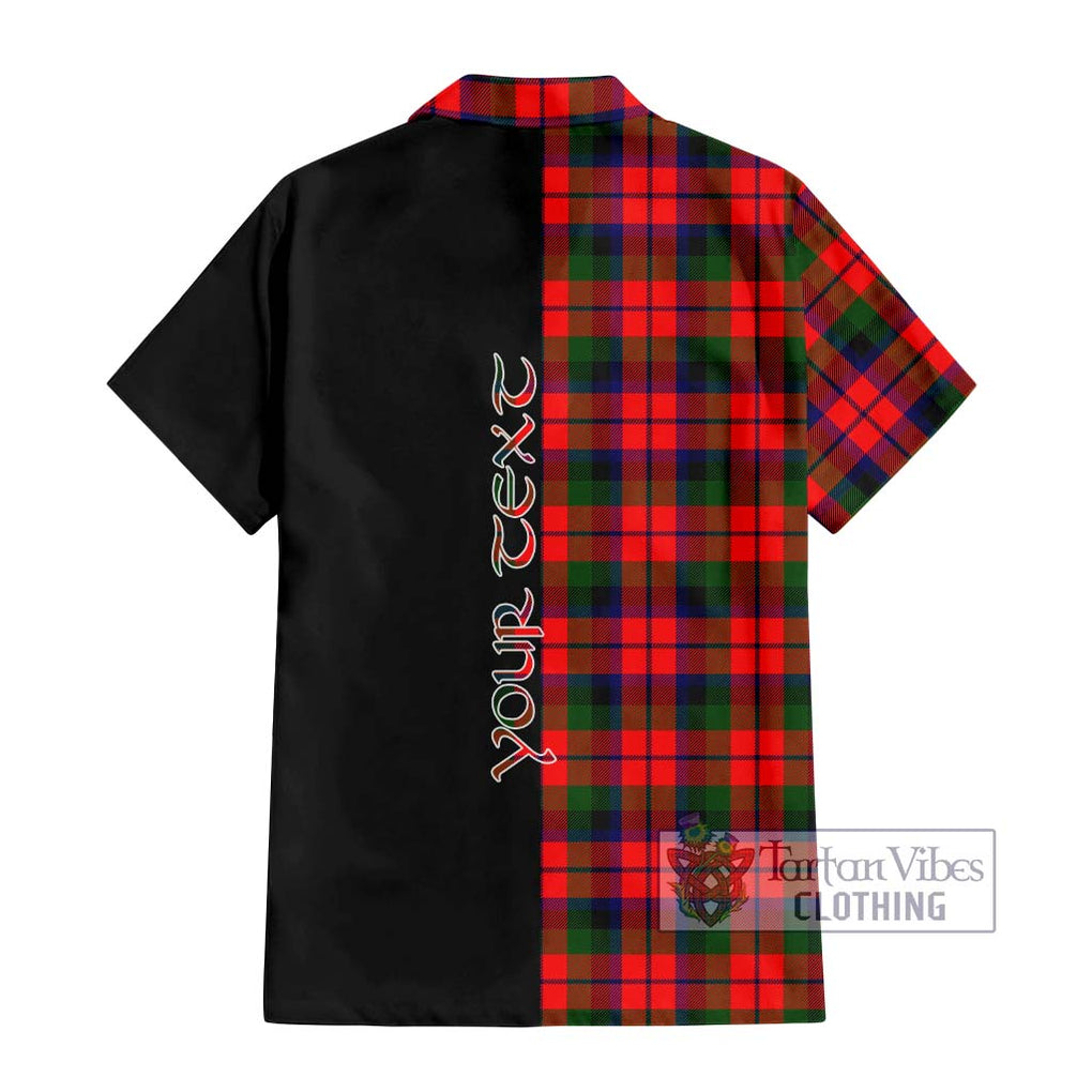 MacNaughton Modern Tartan Short Sleeve Button Shirt with Family Crest and Half Of Me Style - Tartanvibesclothing Shop