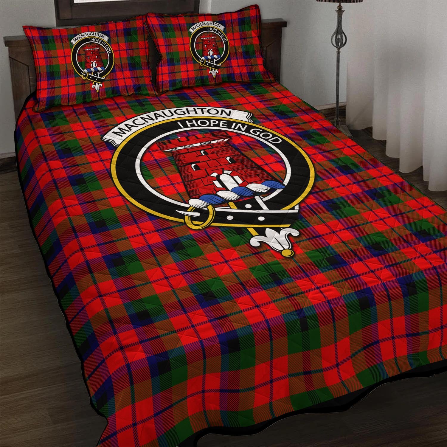 MacNaughton Modern Tartan Quilt Bed Set with Family Crest - Tartan Vibes Clothing