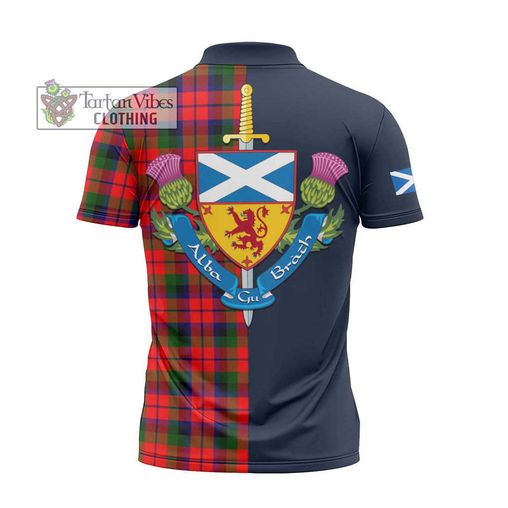 Tartan Vibes Clothing MacNaughton Modern Tartan Zipper Polo Shirt with Scottish Lion Royal Arm Half Style