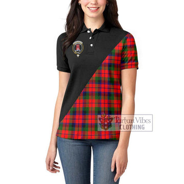 MacNaughton Modern Tartan Women's Polo Shirt with Family Crest and Military Logo Style