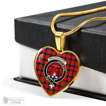 MacNaughton Modern Tartan Heart Necklace with Family Crest