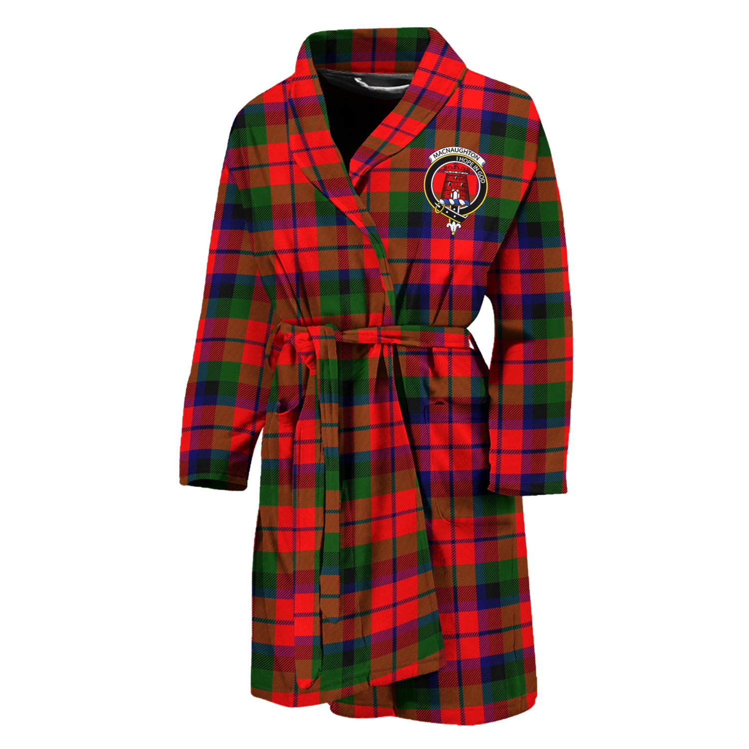 MacNaughton Modern Tartan Bathrobe with Family Crest Unisex M - Tartan Vibes Clothing