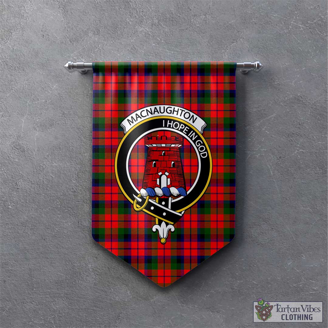 Tartan Vibes Clothing MacNaughton Modern Tartan Gonfalon, Tartan Banner with Family Crest