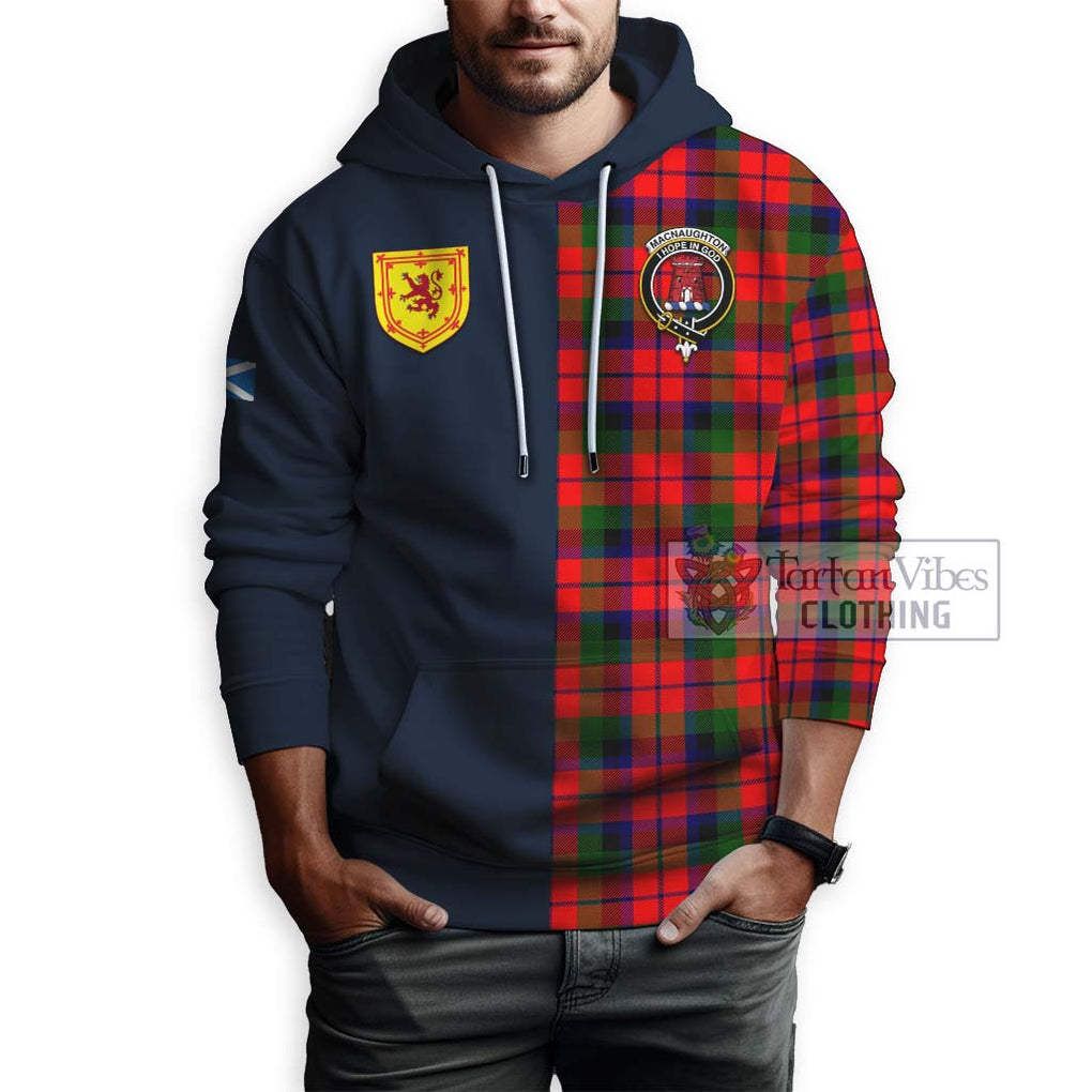 Tartan Vibes Clothing MacNaughton Modern Tartan Hoodie with Scottish Lion Royal Arm Half Style