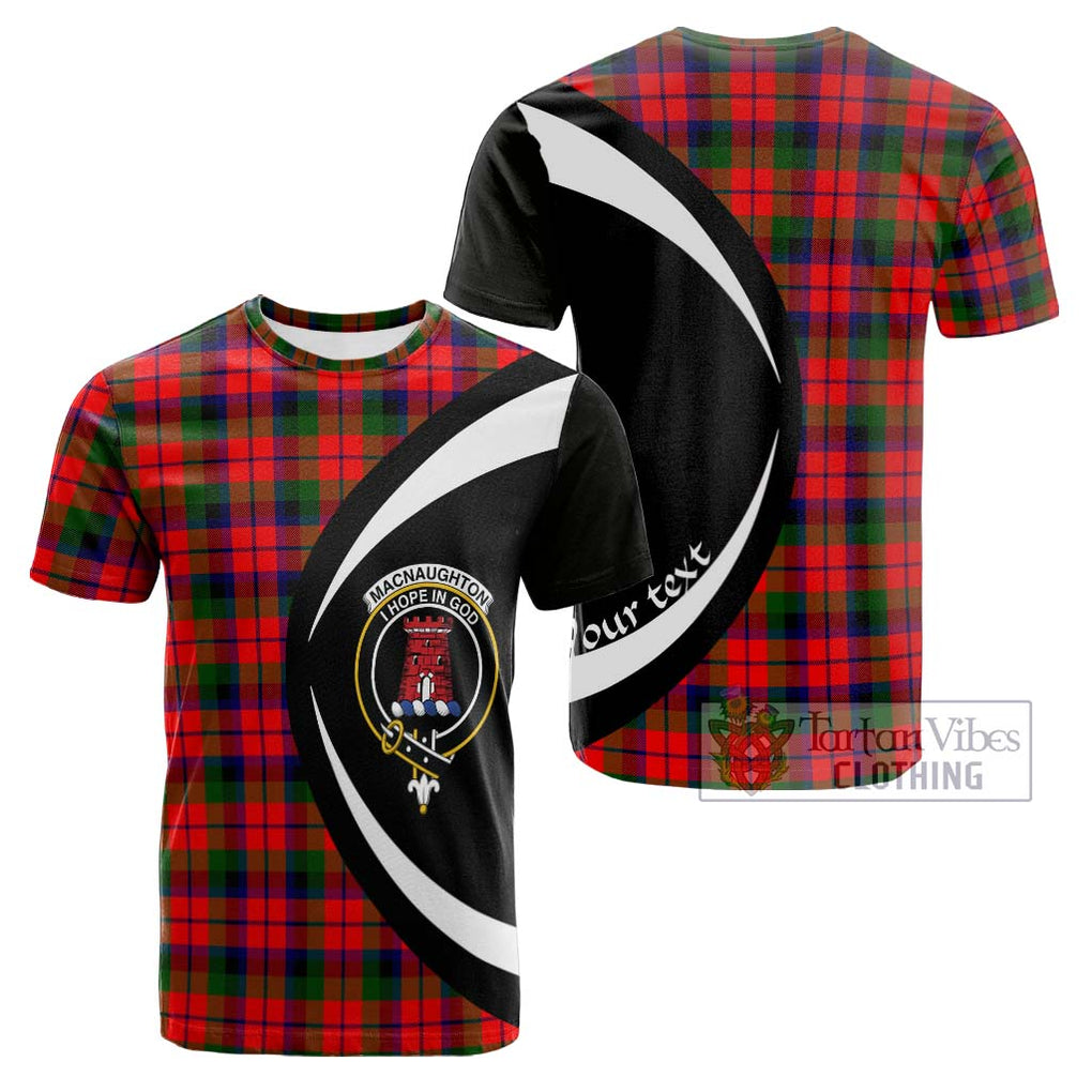 Tartan Vibes Clothing MacNaughton Modern Tartan Cotton T-shirt with Family Crest Circle Style