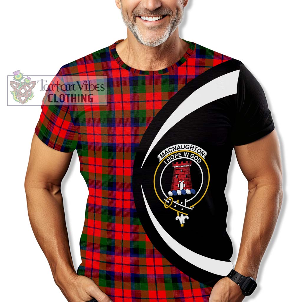 Tartan Vibes Clothing MacNaughton Modern Tartan T-Shirt with Family Crest Circle Style