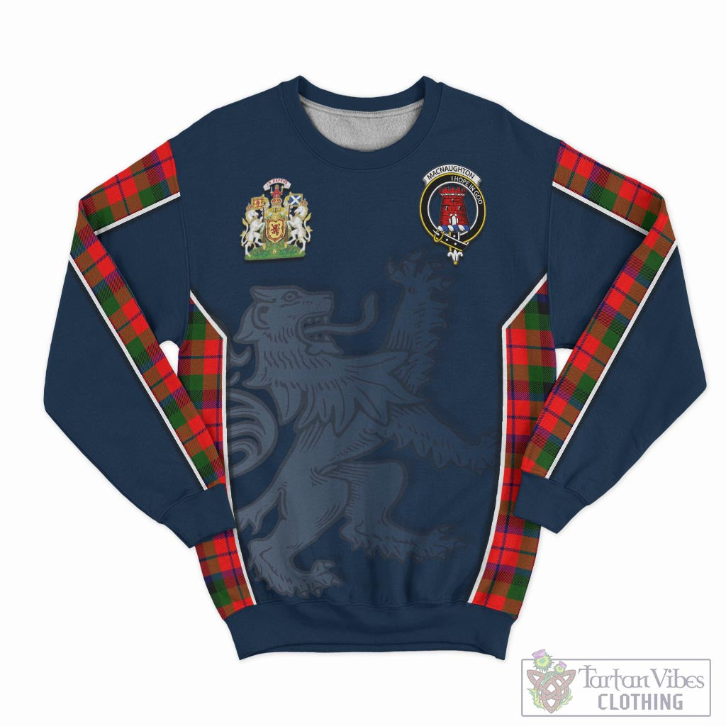 Tartan Vibes Clothing MacNaughton Modern Tartan Sweater with Family Crest and Lion Rampant Vibes Sport Style