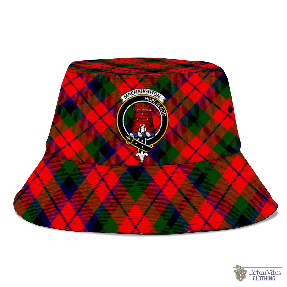 Tartan Vibes Clothing MacNaughton Modern Tartan Bucket Hat with Family Crest