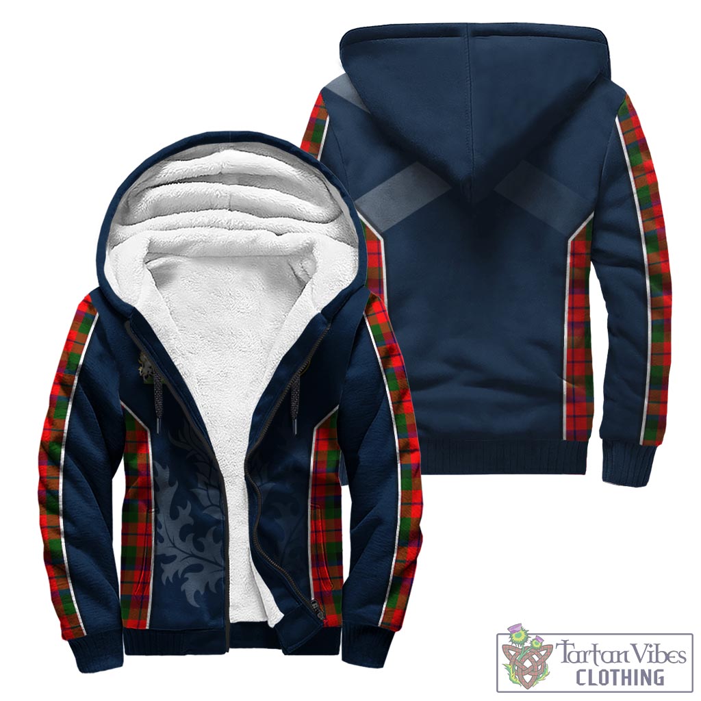 Tartan Vibes Clothing MacNaughton Modern Tartan Sherpa Hoodie with Family Crest and Scottish Thistle Vibes Sport Style