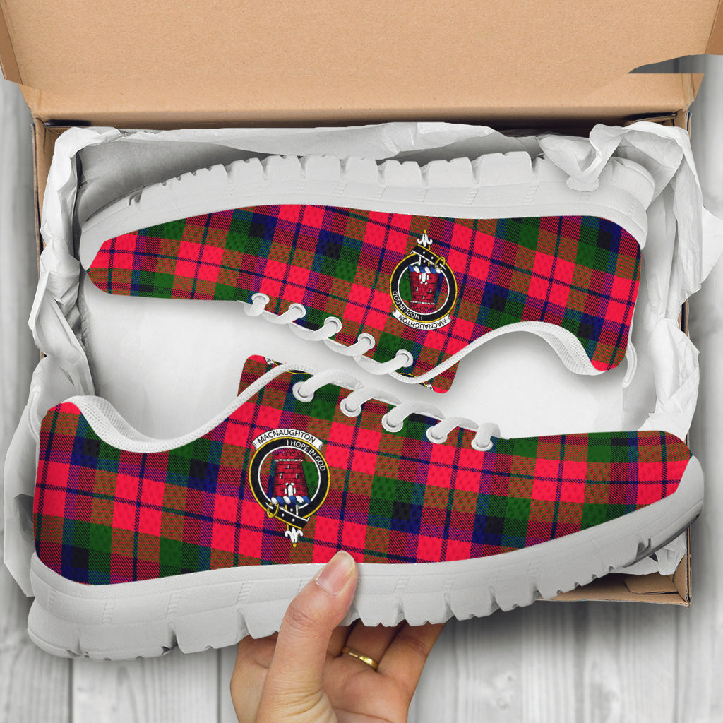 MacNaughton Modern Tartan Sneakers with Family Crest - Tartan Vibes Clothing