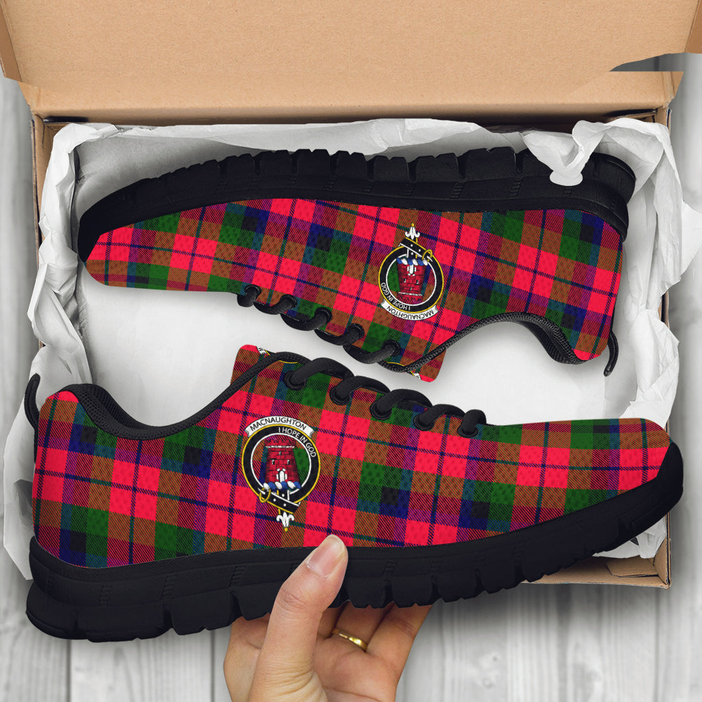 MacNaughton Modern Tartan Sneakers with Family Crest - Tartan Vibes Clothing