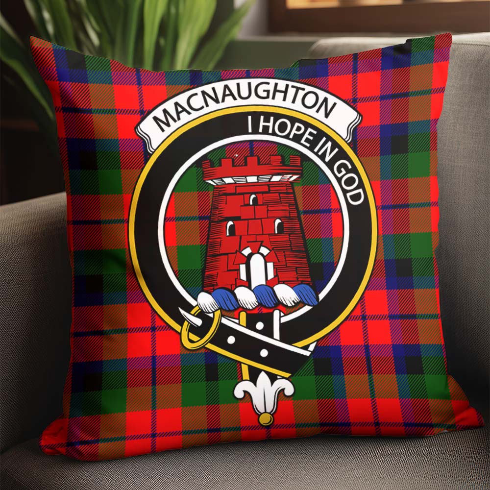 MacNaughton Modern Tartan Pillow Cover with Family Crest - Tartanvibesclothing