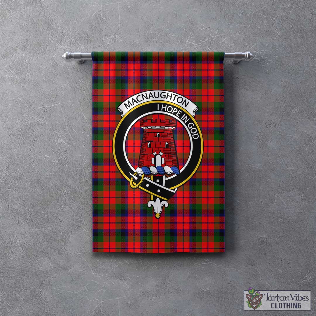 Tartan Vibes Clothing MacNaughton Modern Tartan Gonfalon, Tartan Banner with Family Crest