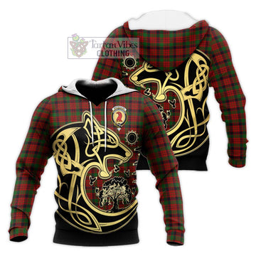 MacNeacail Tartan Knitted Hoodie with Family Crest Celtic Wolf Style