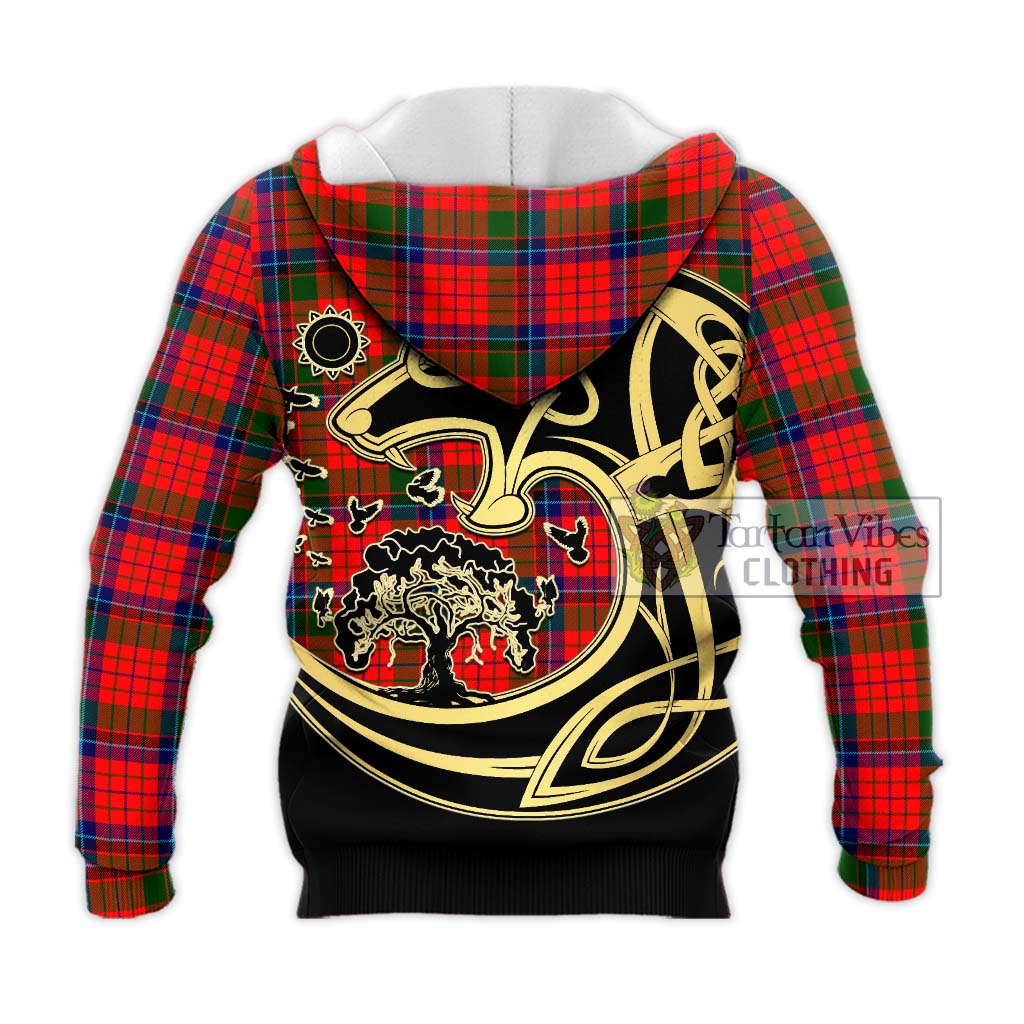 Tartan Vibes Clothing MacNeacail of Scorrybreac Tartan Knitted Hoodie with Family Crest Celtic Wolf Style