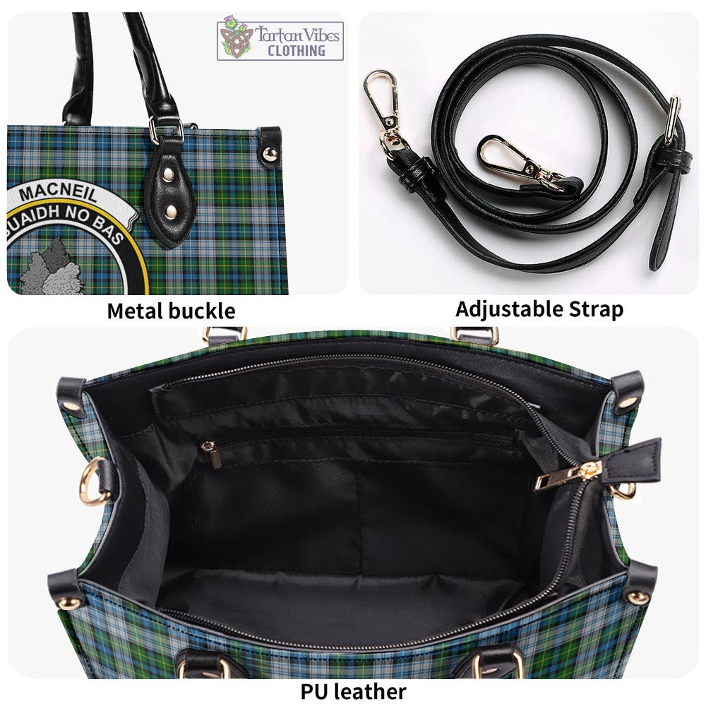 Tartan Vibes Clothing MacNeil Dress Tartan Luxury Leather Handbags with Family Crest