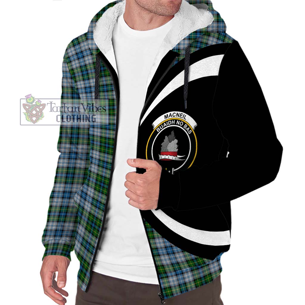 MacNeil (McNeil) Tartan Sherpa Hoodie with Family Crest Circle Style Unisex S - Tartan Vibes Clothing