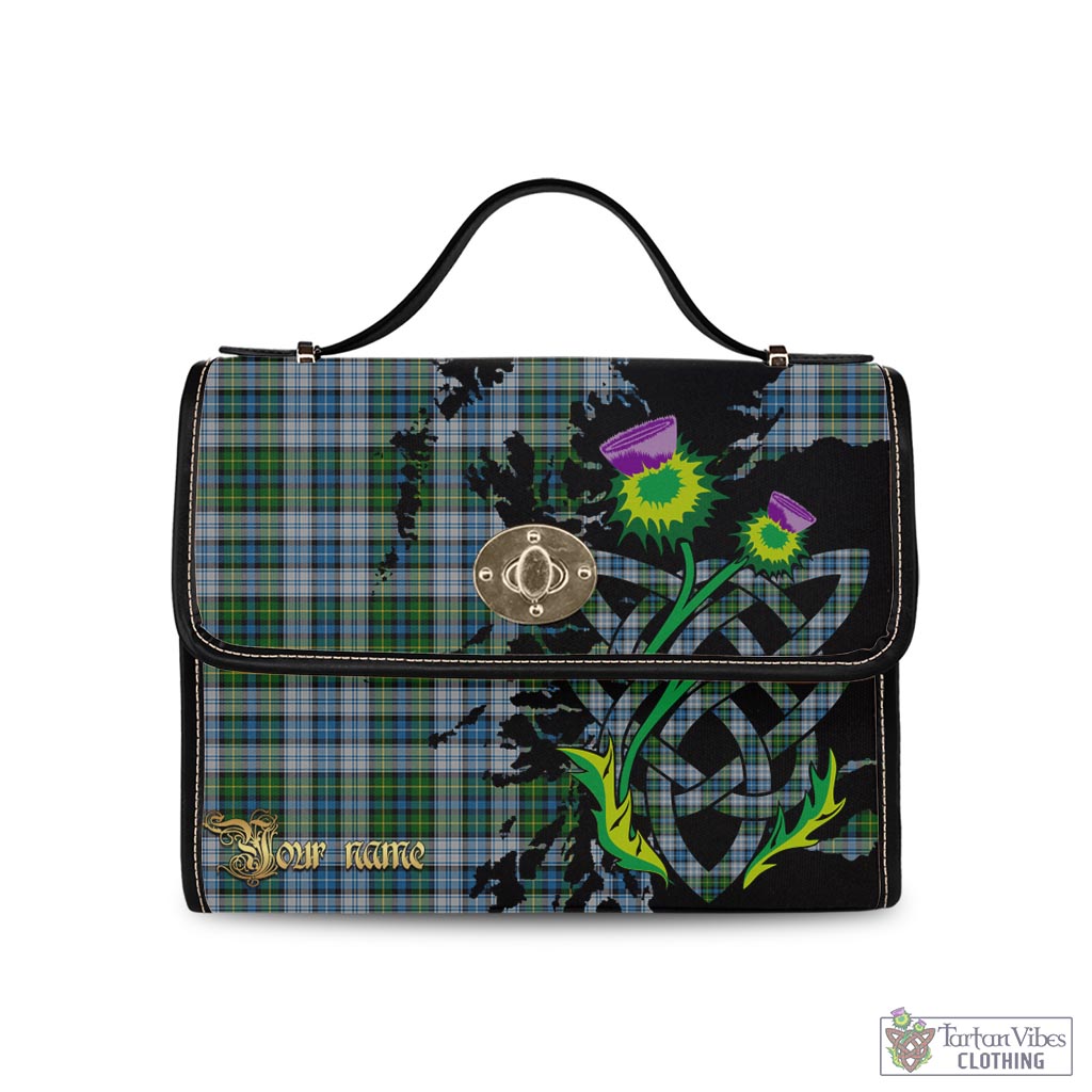 Tartan Vibes Clothing MacNeil Dress Tartan Waterproof Canvas Bag with Scotland Map and Thistle Celtic Accents