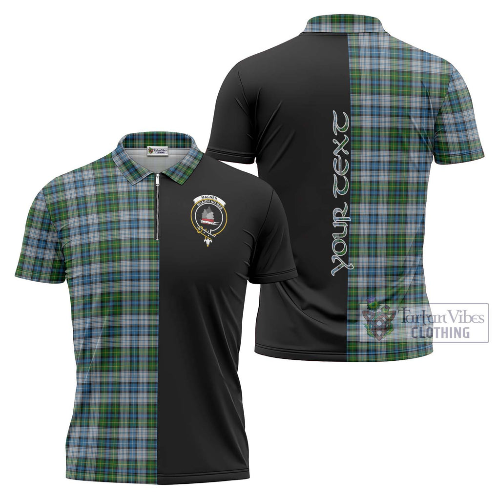 MacNeil (McNeil) Tartan Zipper Polo Shirt with Family Crest and Half Of Me Style Unisex - Tartanvibesclothing Shop