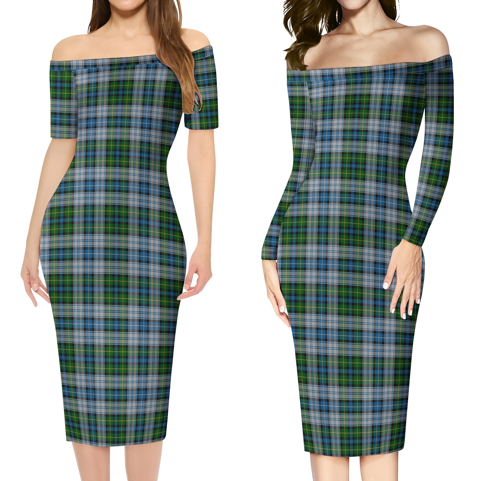 MacNeil Dress Tartan Off Shoulder Lady Dress Women's Dress - Tartanvibesclothing