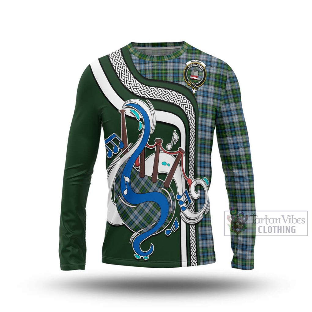 Tartan Vibes Clothing MacNeil Dress Tartan Long Sleeve T-Shirt with Epic Bagpipe Style