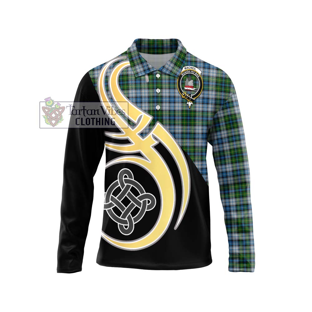 MacNeil (McNeil) Tartan Long Sleeve Polo Shirt with Family Crest and Celtic Symbol Style Unisex - Tartan Vibes Clothing