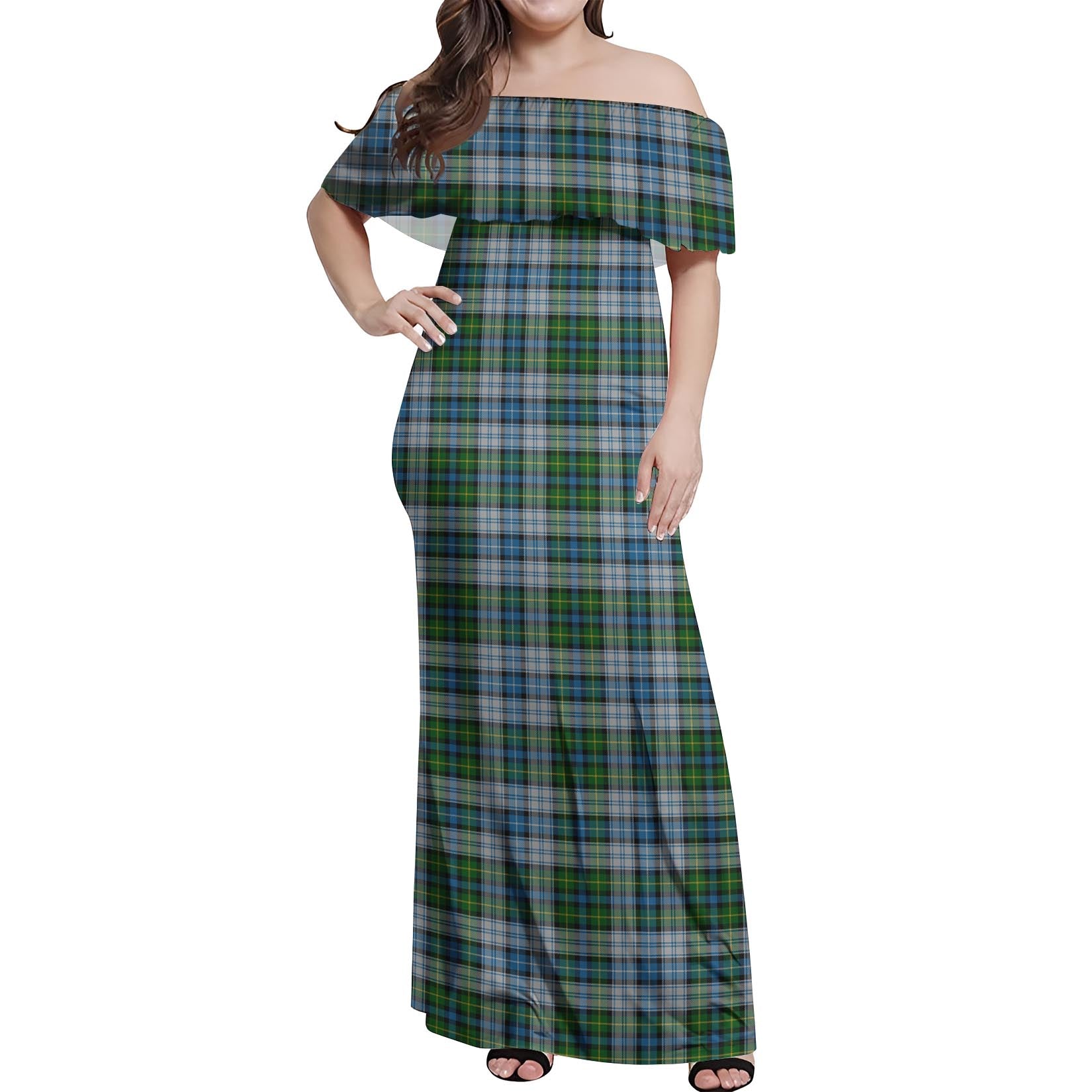 MacNeil Dress Tartan Off Shoulder Long Dress Women's Dress - Tartanvibesclothing