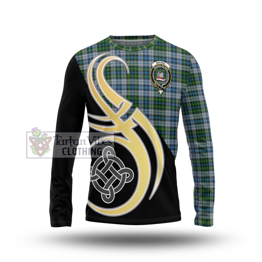 MacNeil (McNeil) Tartan Long Sleeve T-Shirt with Family Crest and Celtic Symbol Style Unisex - Tartan Vibes Clothing