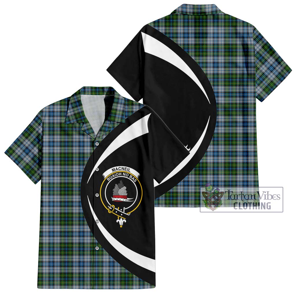 MacNeil (McNeil) Tartan Short Sleeve Button Up with Family Crest Circle Style Kid - Tartan Vibes Clothing