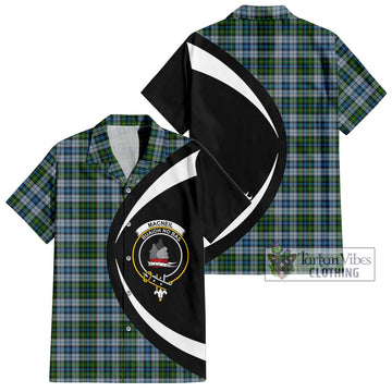 MacNeil (McNeil) Tartan Short Sleeve Button Up with Family Crest Circle Style