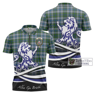 MacNeil (McNeil) Tartan Zipper Polo Shirt with Alba Gu Brath Regal Lion Emblem