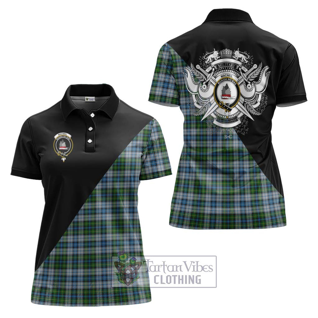 MacNeil (McNeil) Tartan Women's Polo Shirt with Family Crest and Military Logo Style Women - Tartanvibesclothing Shop