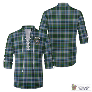 MacNeil (McNeil) Tartan Men's Scottish Traditional Jacobite Ghillie Kilt Shirt with Family Crest