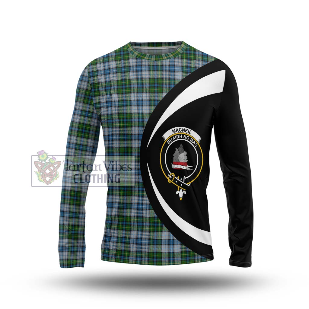 MacNeil (McNeil) Tartan Long Sleeve T-Shirt with Family Crest Circle Style Unisex - Tartan Vibes Clothing