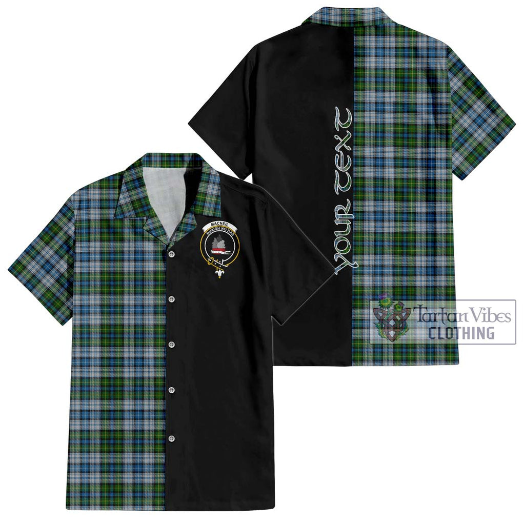 MacNeil (McNeil) Tartan Short Sleeve Button Shirt with Family Crest and Half Of Me Style Kid - Tartanvibesclothing Shop