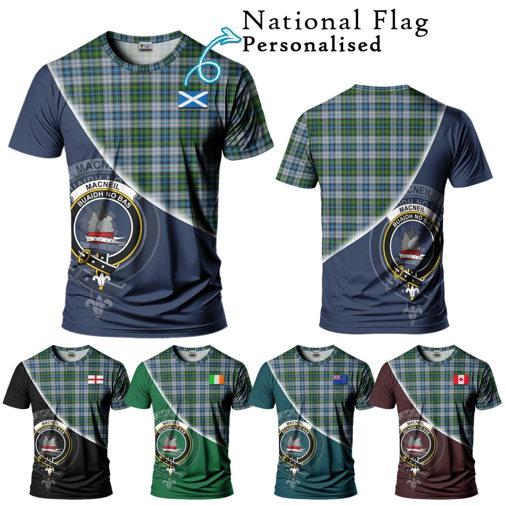 MacNeil (McNeil) Tartan T-Shirt with Personalised National Flag and Family Crest Half Style Kid's Shirt - Tartanvibesclothing Shop