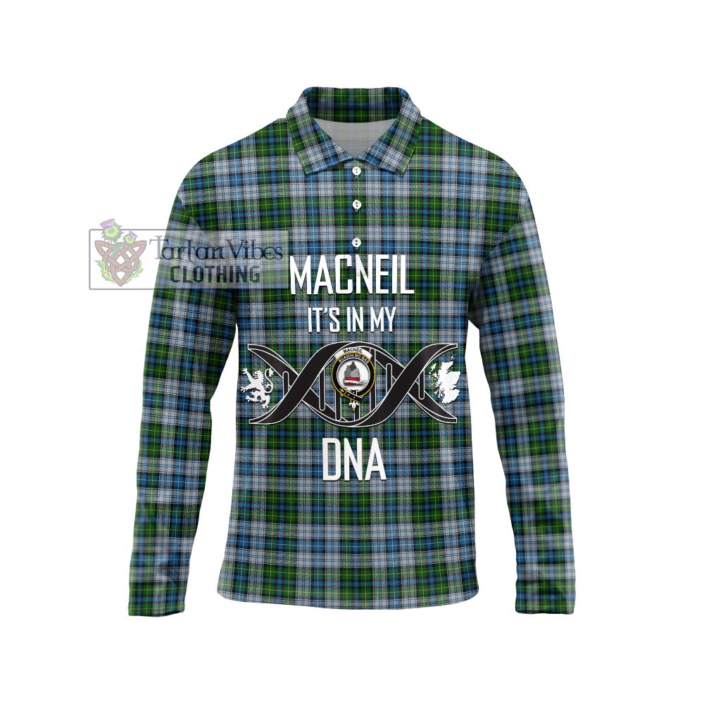 MacNeil (McNeil) Tartan Long Sleeve Polo Shirt with Family Crest DNA In Me Style Unisex - Tartanvibesclothing Shop