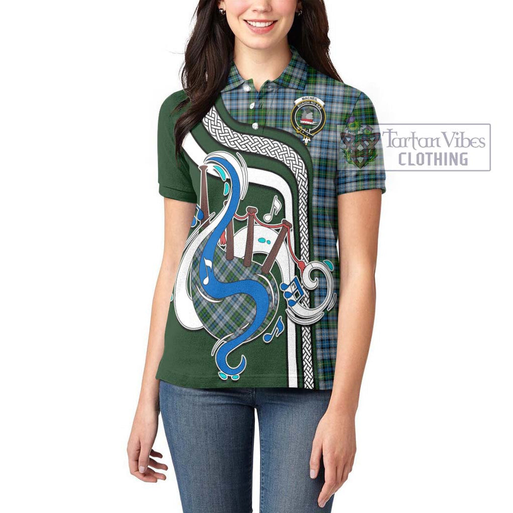 MacNeil (McNeil) Tartan Women's Polo Shirt with Epic Bagpipe Style - Tartanvibesclothing Shop