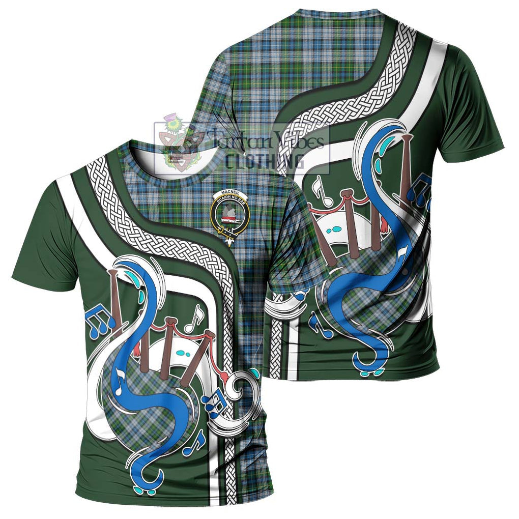 MacNeil (McNeil) Tartan T-Shirt with Epic Bagpipe Style - Tartanvibesclothing Shop