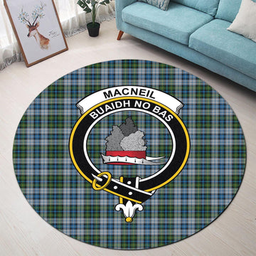 MacNeil (McNeil) Tartan Round Rug with Family Crest