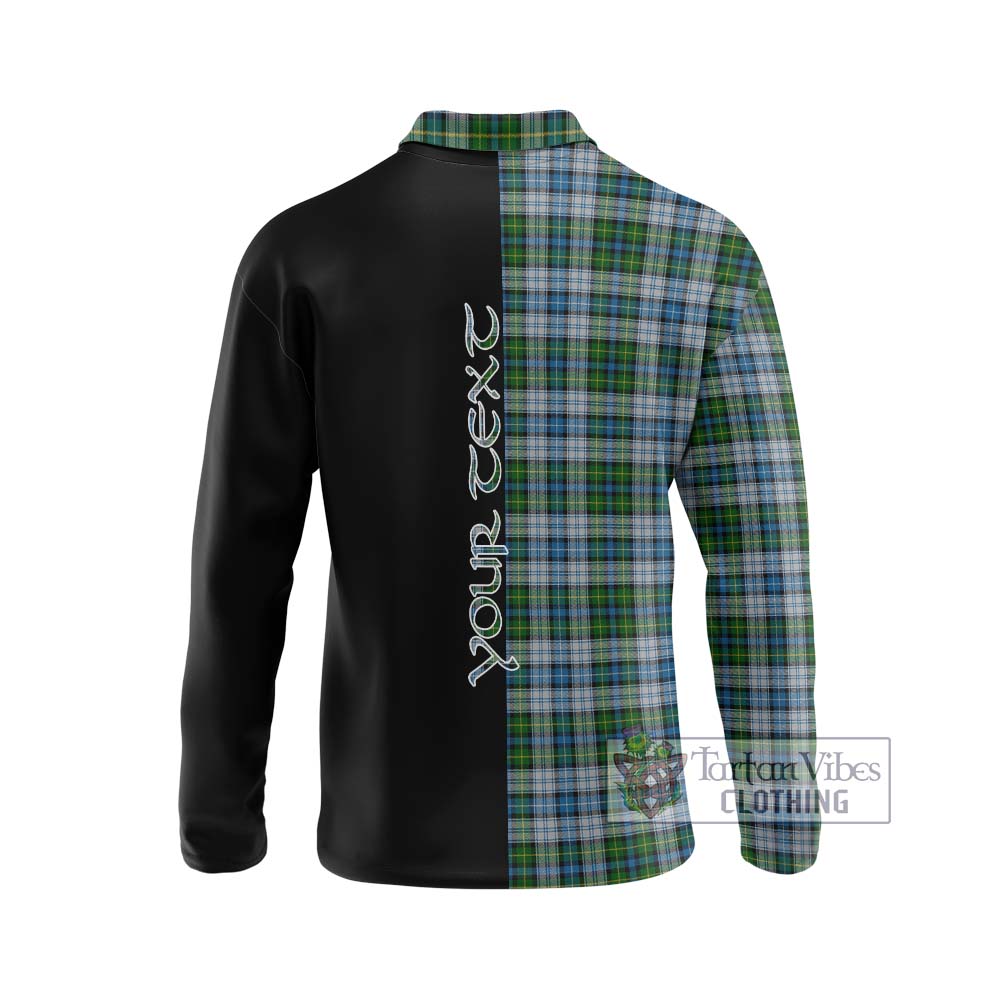 MacNeil (McNeil) Tartan Long Sleeve Polo Shirt with Family Crest and Half Of Me Style - Tartanvibesclothing Shop