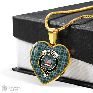 MacNeil (McNeil) Tartan Heart Necklace with Family Crest