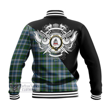 MacNeil (McNeil) Tartan Baseball Jacket with Family Crest and Military Logo Style